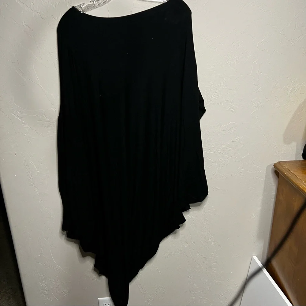 Aakasha Black‎ Asymmetrical Long Sleeve Lagenlook Viscose Blend Tunic Dress - Picture 9 of 12